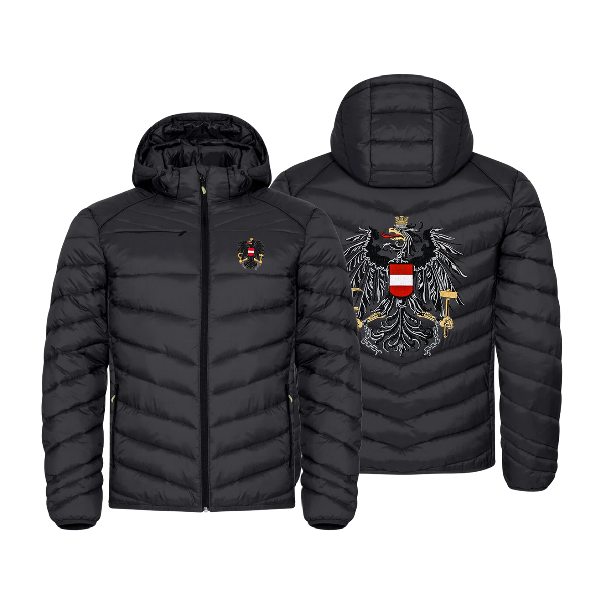 Österreich Adler Winterjacke Schwarz #Farbe_Schwarz