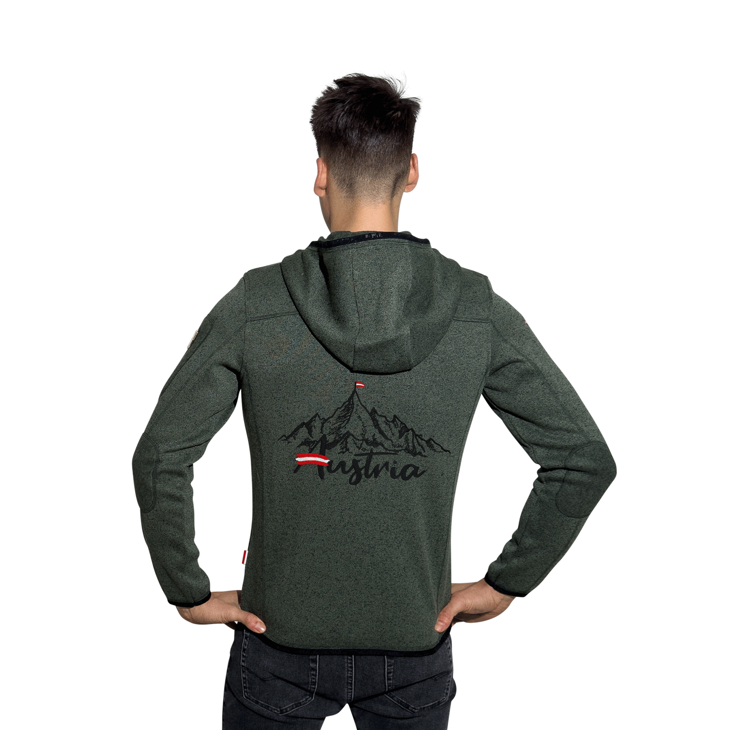 Österreich Berg Fleece Jacke dunkelgrün 