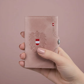 Adler Slim Wallet aus Echtleder mit Spiegel, Münzfach & RFID-Schutz - Altrosa