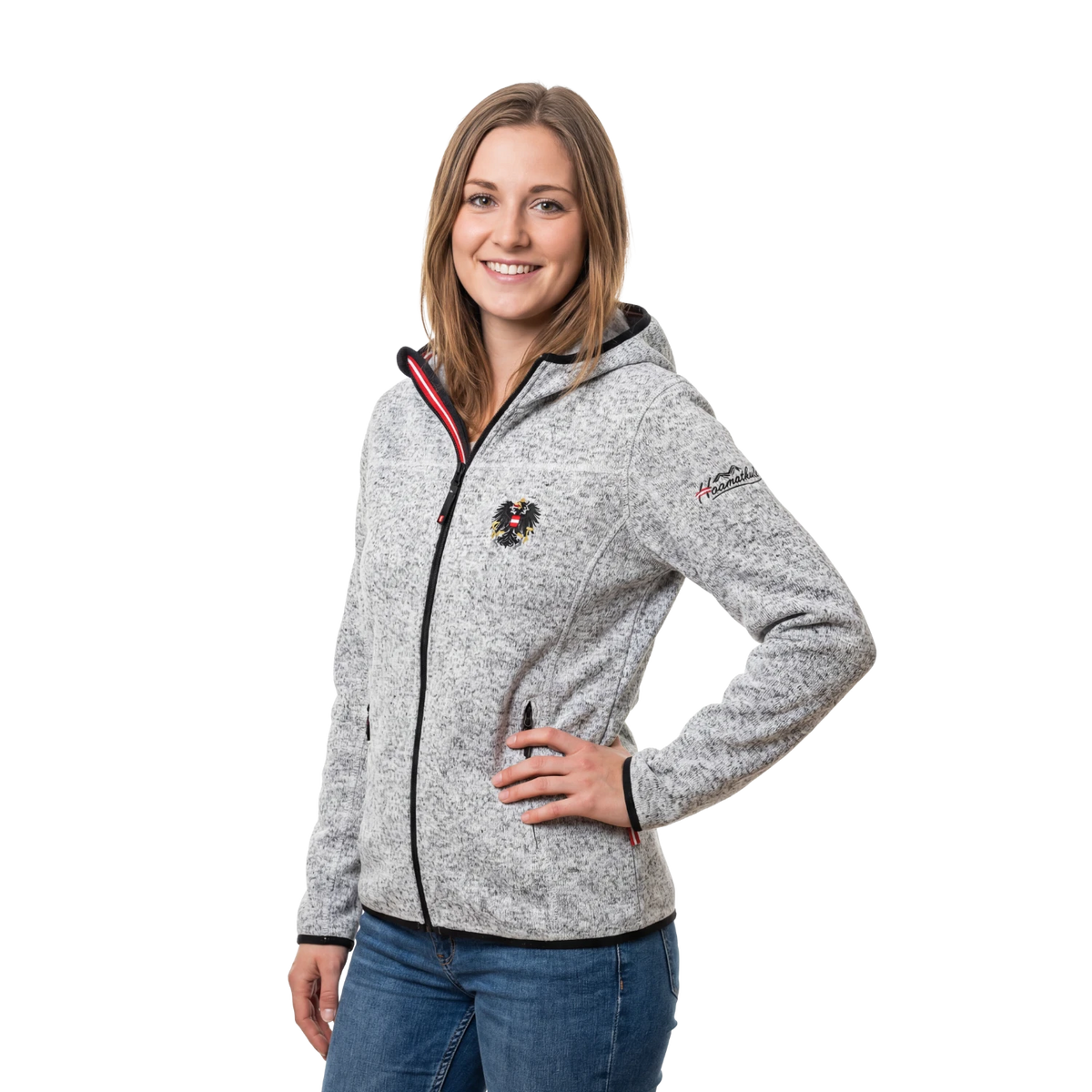 Österreich Fleece Jacke hellgrau Damen #Farbe_Hellgrau