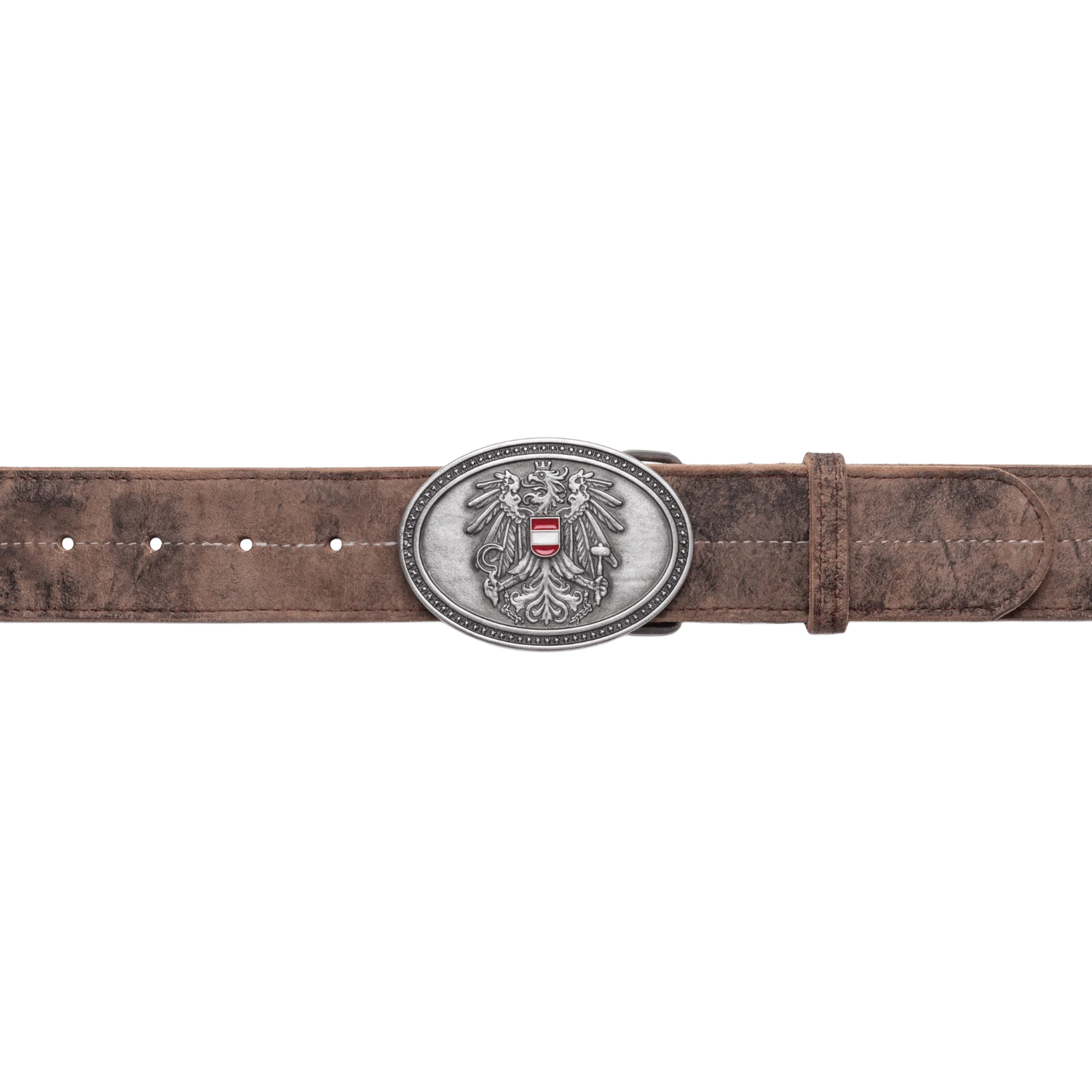 Österreich Adler Premium Ledergürtel - Vintage-Braun