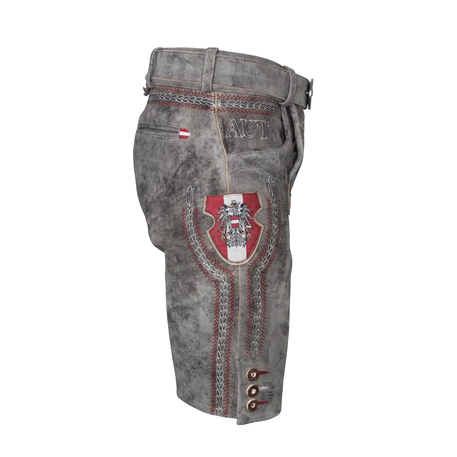 Kult Lederhose Österreich Adler - Vintage Grau