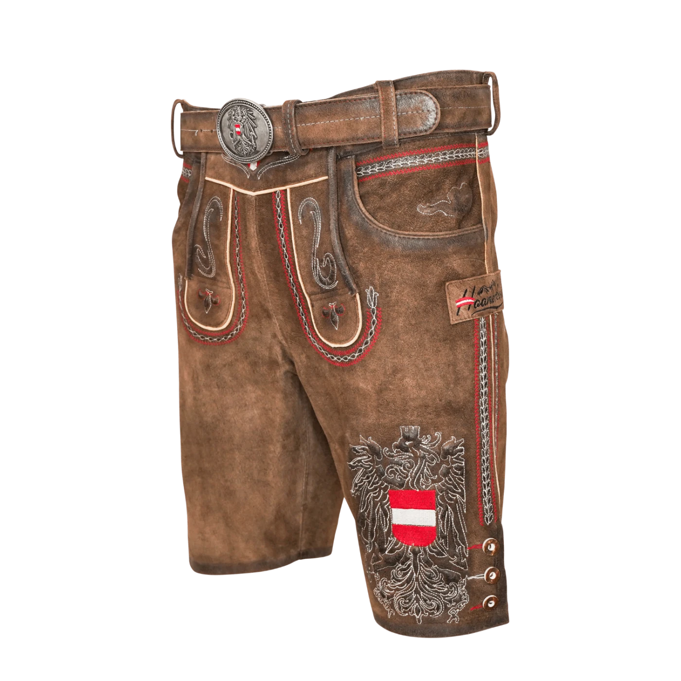 Kult Lederhose Österreich Adler - Klassik Braun