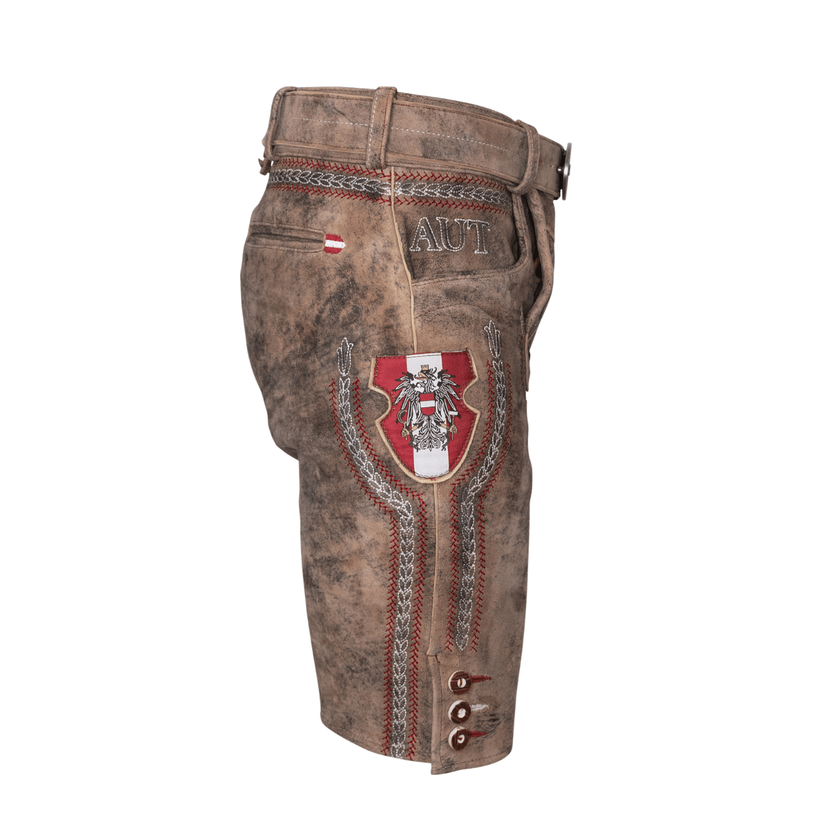 Kult Lederhose Österreich Adler - Vintage Braun