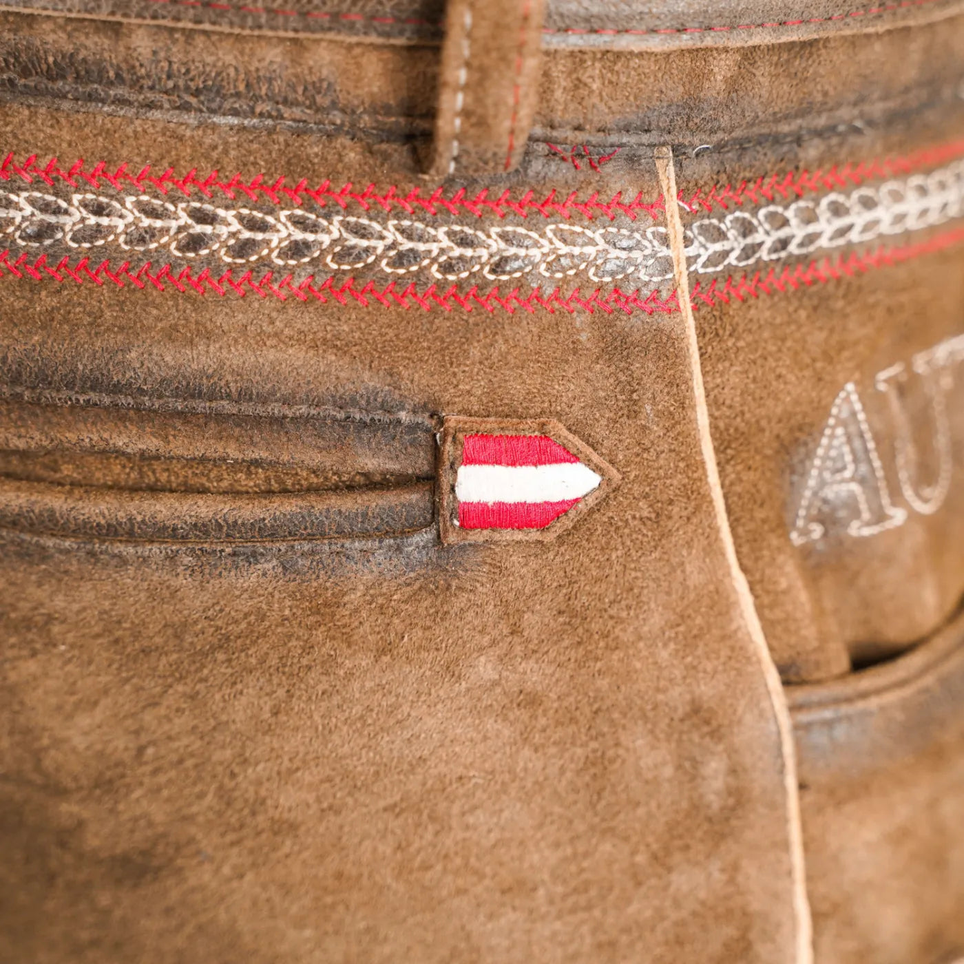 Kult Lederhose Österreich Adler - Klassik Braun