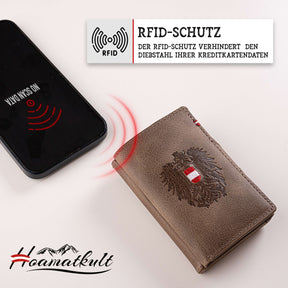 Adler Smart Wallet Trifold mit Karten-Pop-Up Funktion aus Echtleder