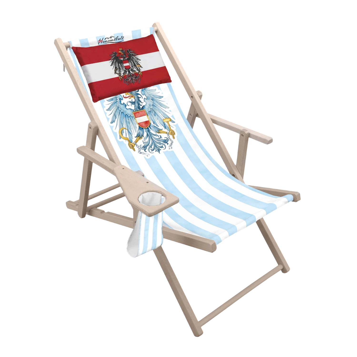 Österreich Strandstuhl hellblau mit Kissen