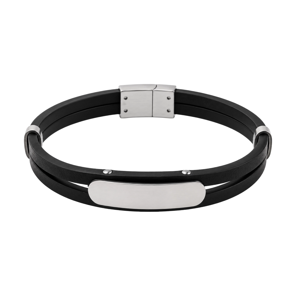 Personalisierbares Echtleder Edelstahl Armband für Herren