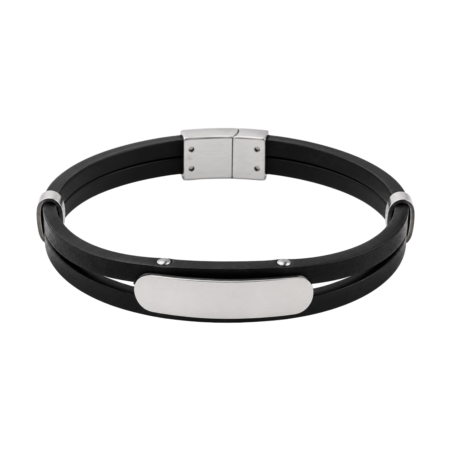 Personalisierbares Echtleder Edelstahl Armband für Herren