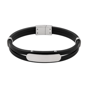 Personalisierbares Echtleder Edelstahl Armband für Herren
