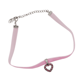 Herz Halskette mit Swarovskisteinen - Samtband