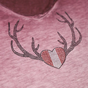 Herz Geweih Glitzer T-Shirt