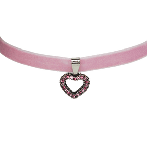 Herz Halskette mit Swarovskisteinen - Samtband