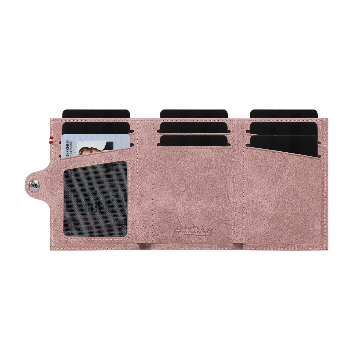 Adler Slim Wallet aus Echtleder mit Spiegel, Münzfach & RFID-Schutz - Altrosa