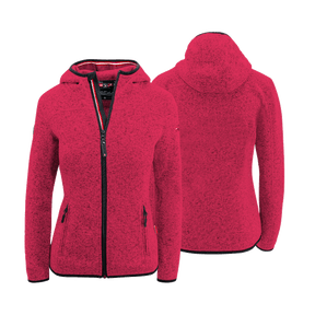 Rote Damen Strickfleece Jacke