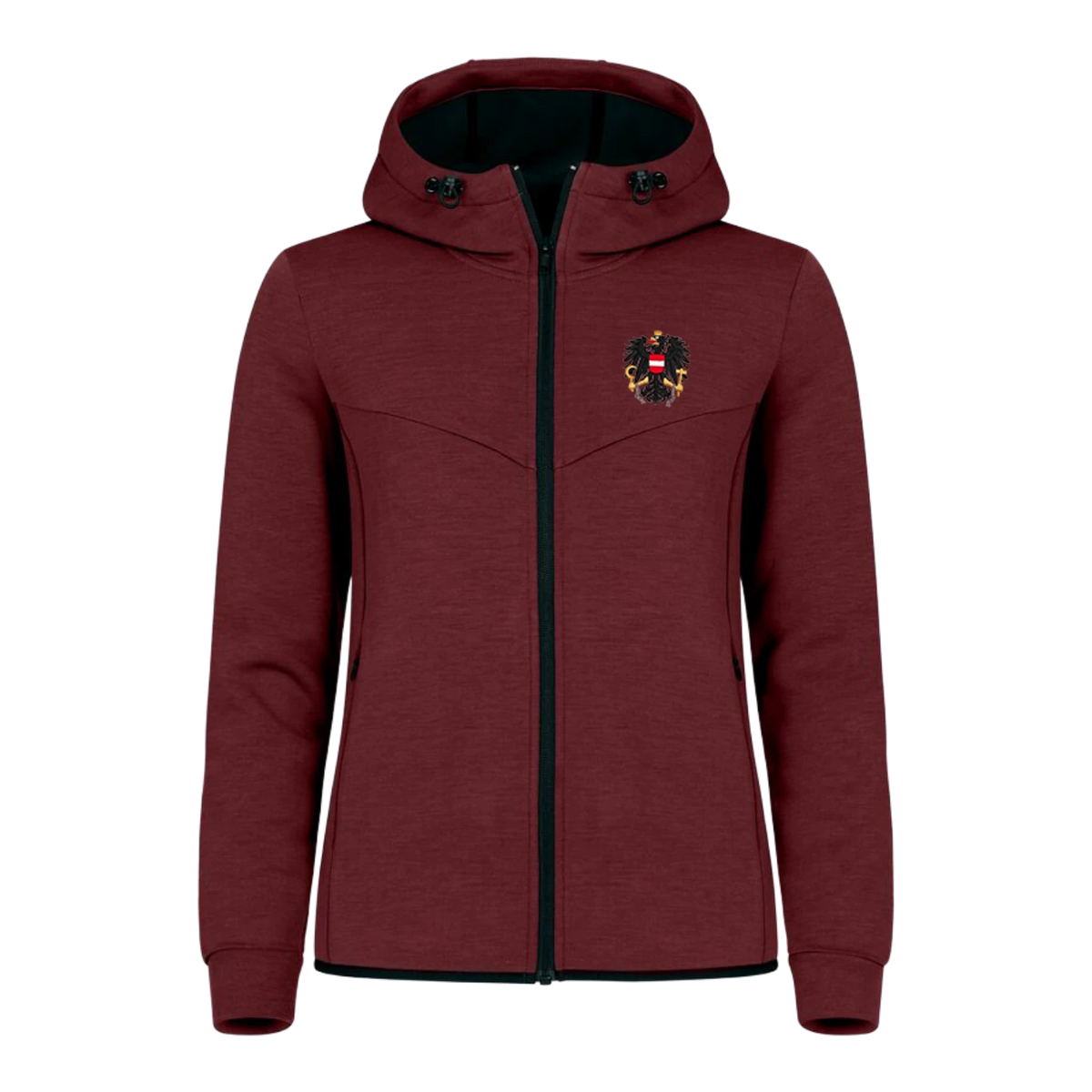 Rote Kapuzen Jacke Österreich Adler Stick #Farbe_Weinrot