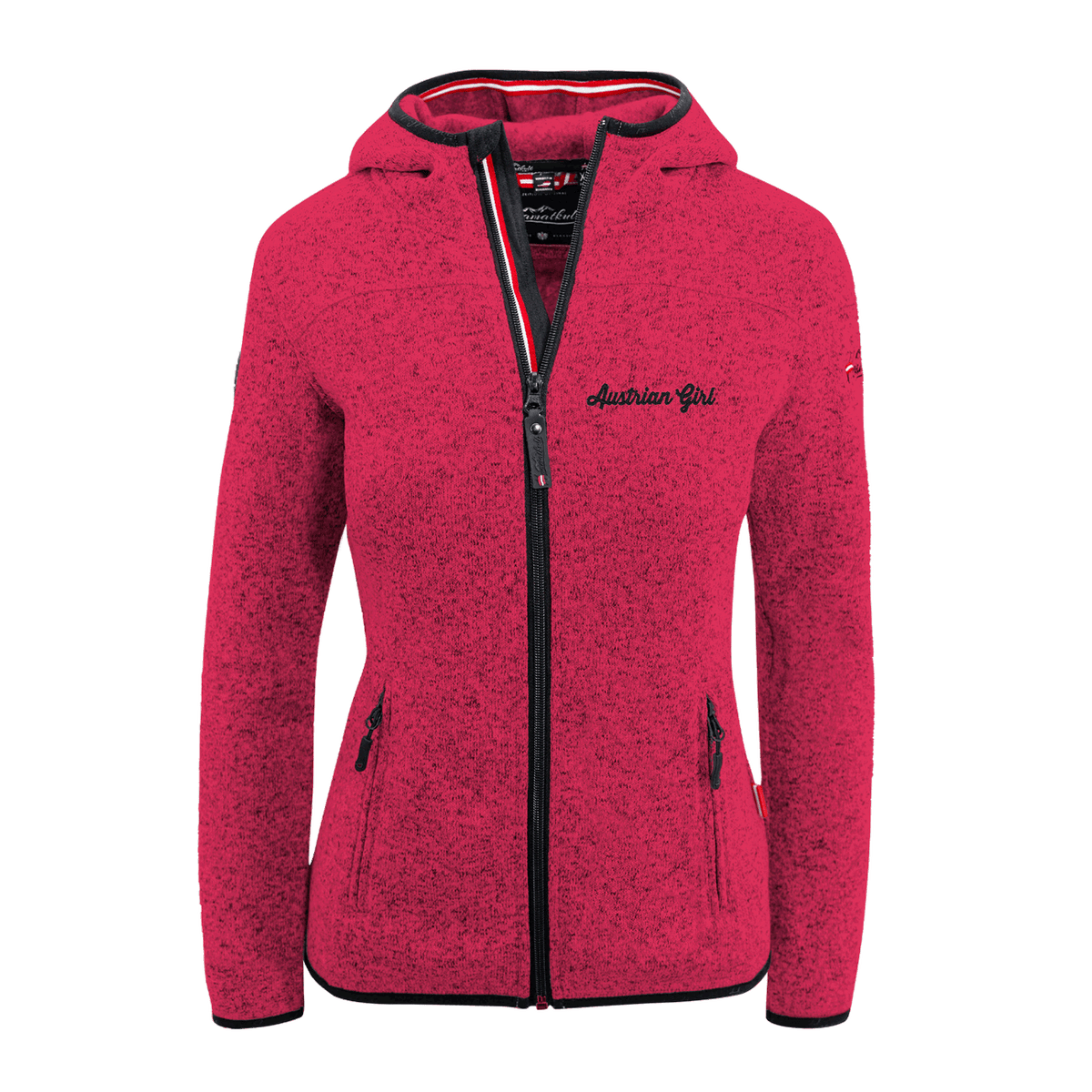rote Strickfleece Jacke Damen