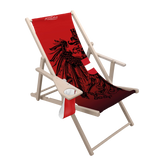 Roter Komfort Liegestuhl mit Getränkehalter Österreich Adler Motiv