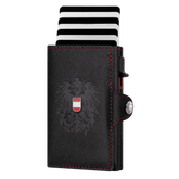 Saffiano Leder Wallet Kartenhalter Österreich Adler #Farbe_Saffiano Schwarz