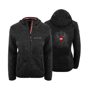 schwarze Damen Fleece Weste Austrian Girl Stick