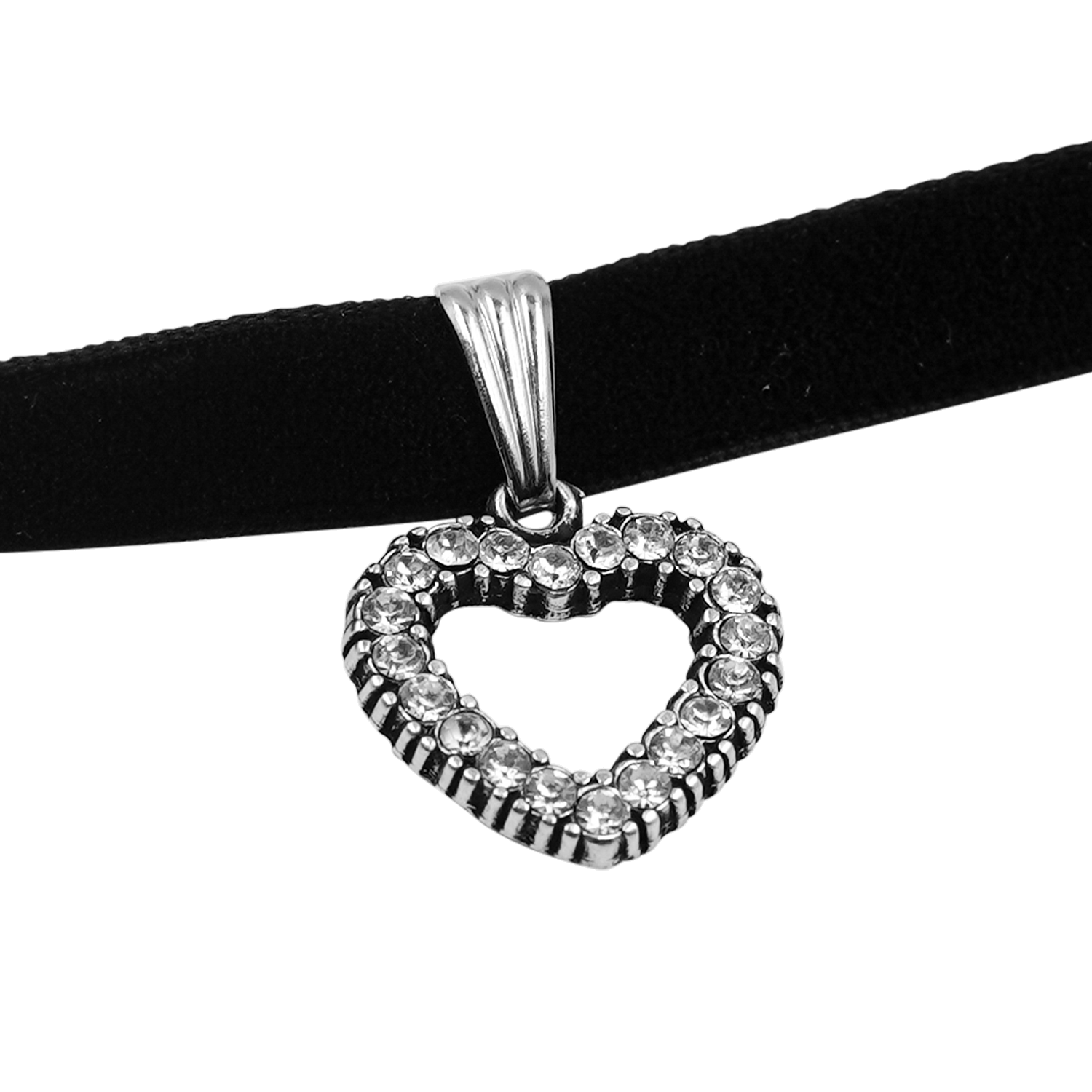 Herz Halskette mit Swarovskisteinen - Samtband