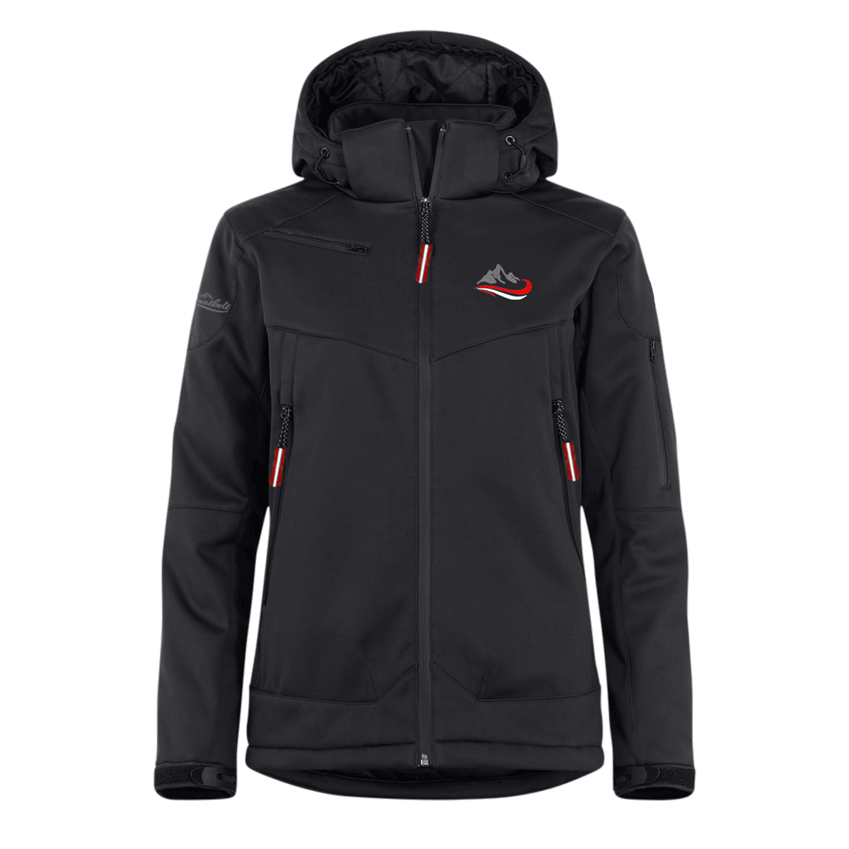 Schwarze Damen Skijacke Berg Motiv #Farbe_Schwarz