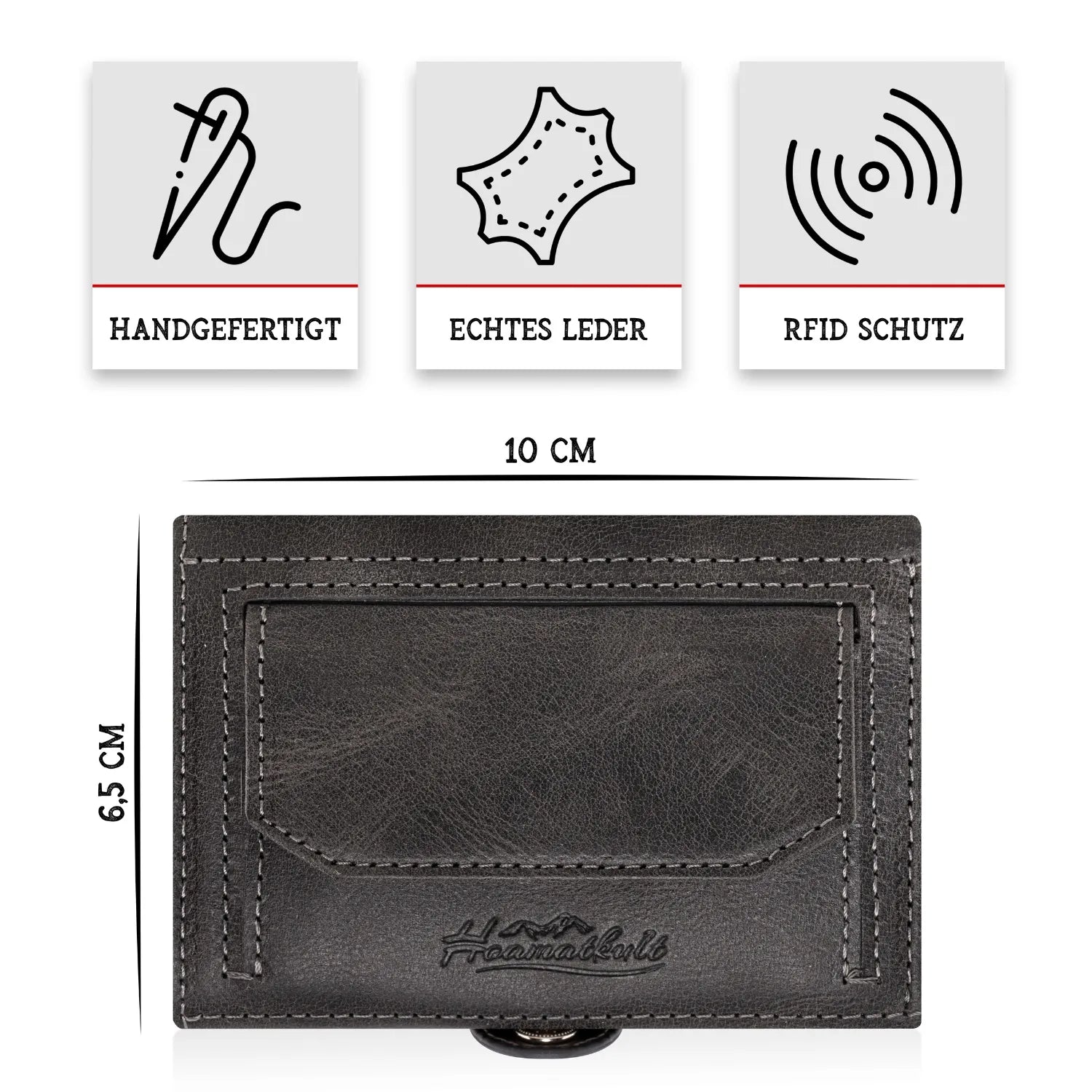 Adler Slim Wallet aus Echtleder mit Spiegel, Münzfach & RFID-Schutz