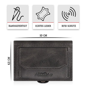 Adler Slim Wallet aus Echtleder mit Spiegel, Münzfach & RFID-Schutz