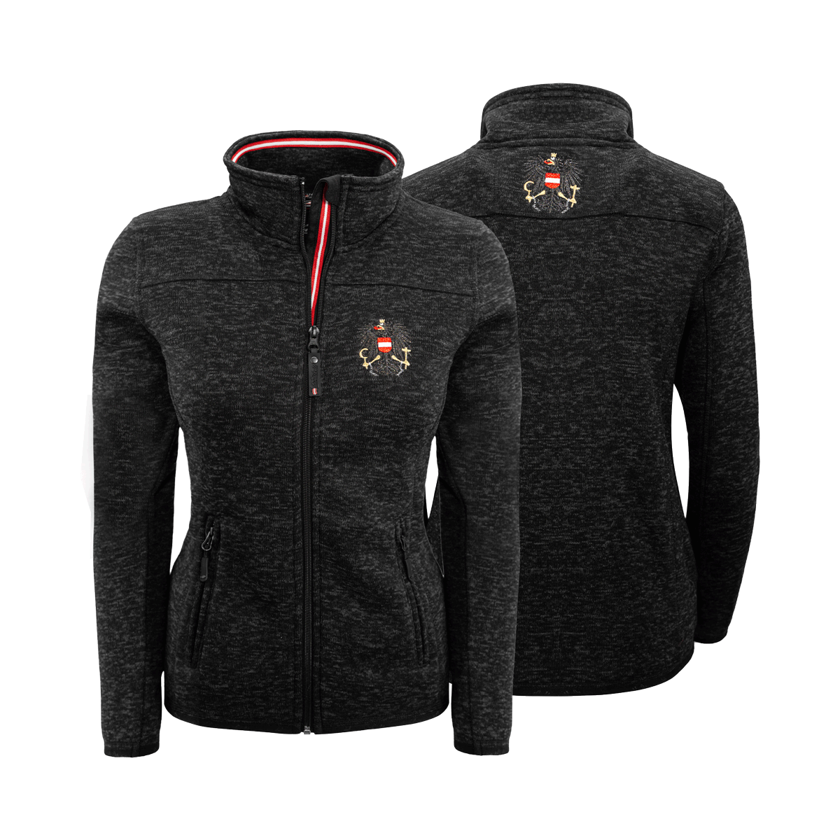 Schwarze Glitzer Fleece Jacke Damen