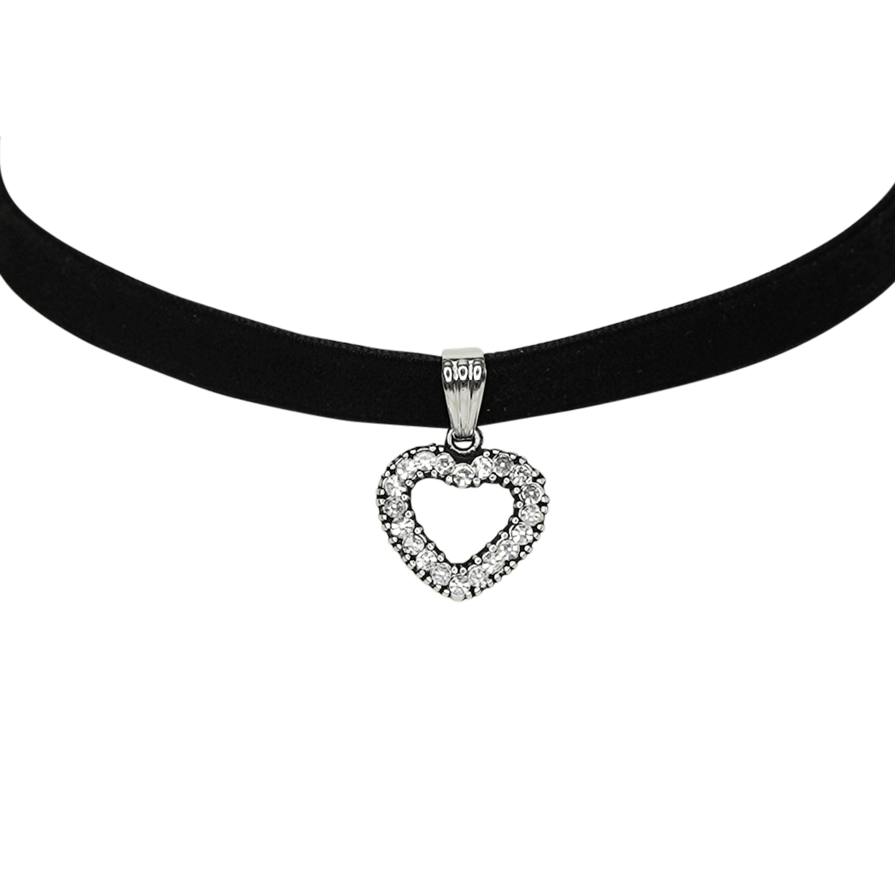 Herz Halskette mit Swarovskisteinen - Samtband