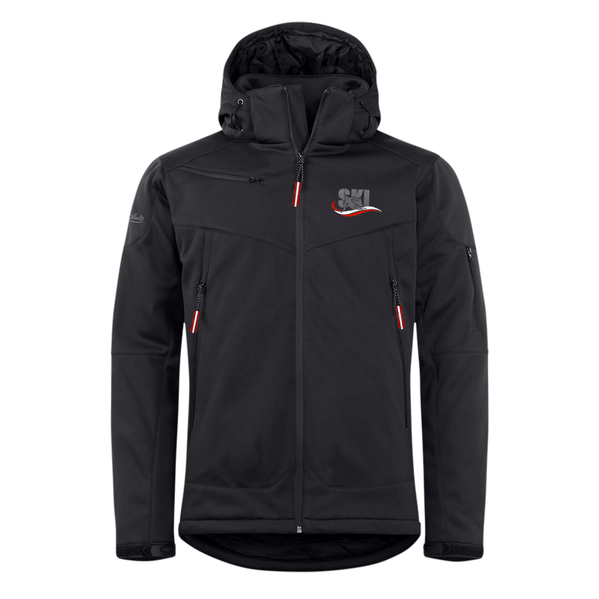 Schwarze Herren Skijacke mit Ski Stickerei #Farbe_Schwarz