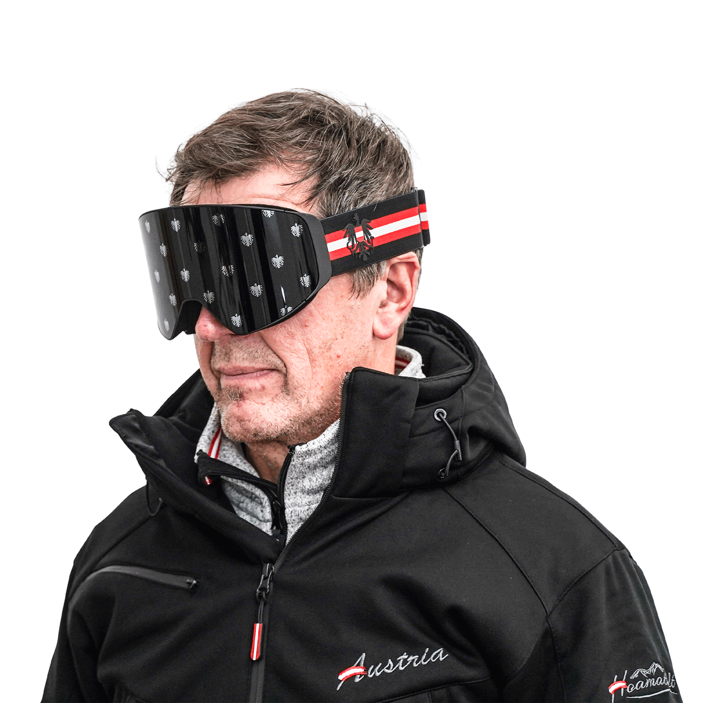 Schwarze Skibrille Österreich Hoamatkult