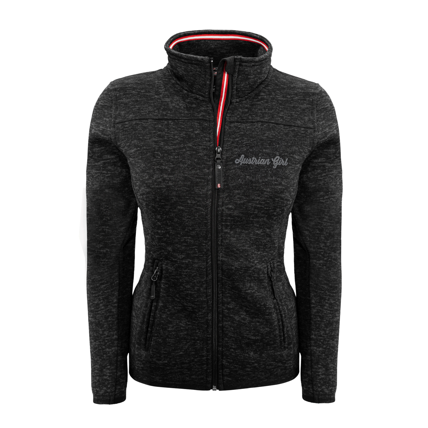 schwarze Strickfleece Jacke Damen