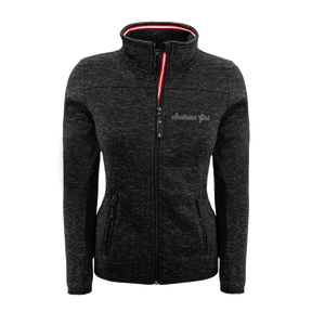 schwarze Strickfleece Jacke Damen