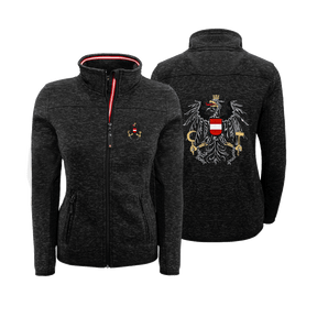 Schwarze Strickfleece Jacke für Damen