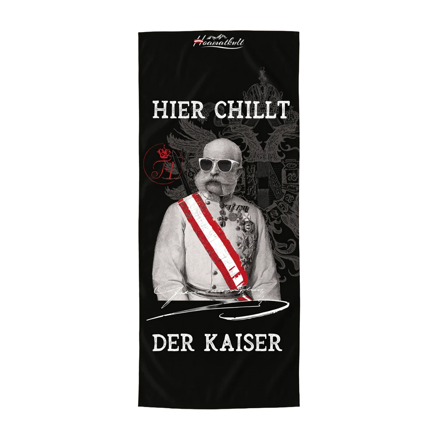 Schwarzes Kaiser Badetuch Hoamatkult