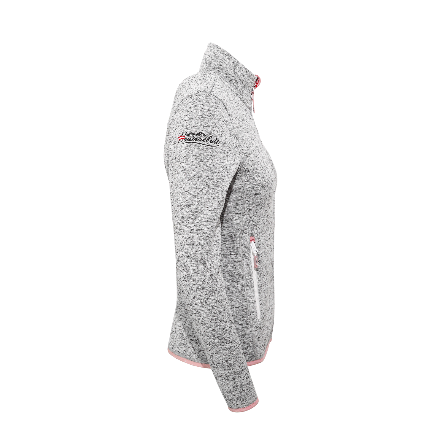 Alpenmode Kultjacke Berg Herz - hellgrau/rosa
