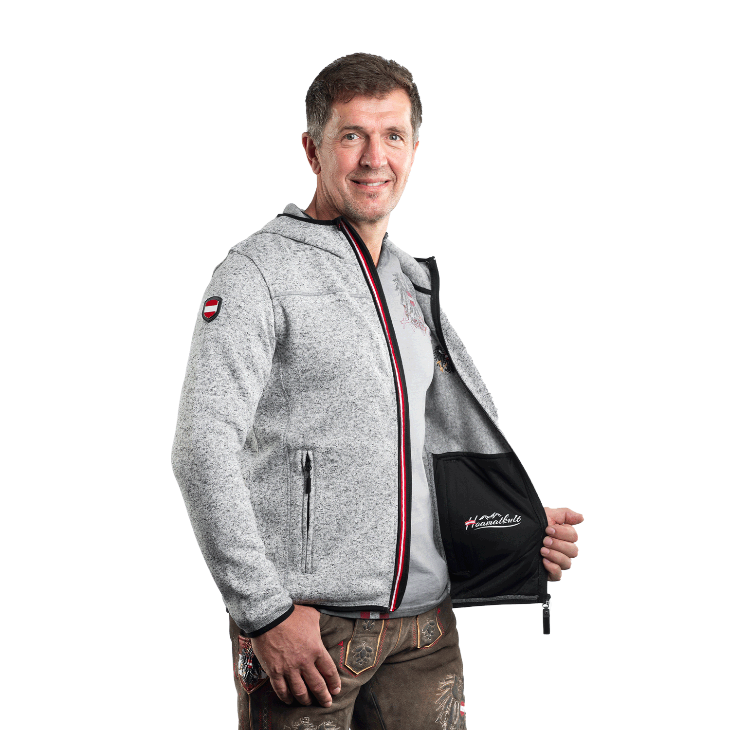 Kultjacke mit Kapuze - Ski rot-weiss-rot