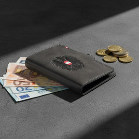 Adler Slim Wallet aus Echtleder mit Spiegel, Münzfach & RFID-Schutz