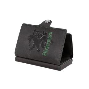 Steiermark Smart Wallet Trifold mit Karten-Pop-Up Funktion aus Echtleder - Schwarz
