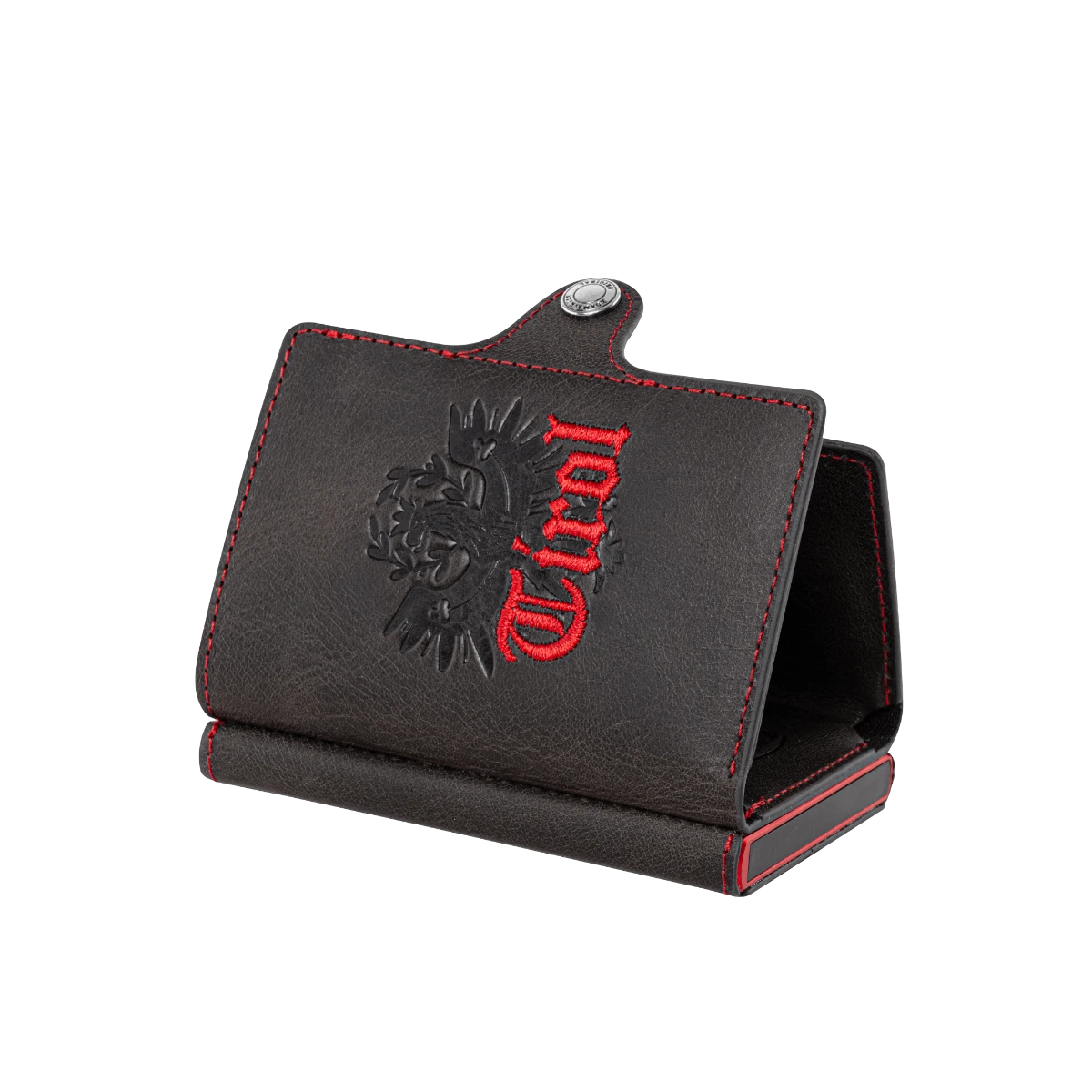 Tirol Smart Wallet Trifold mit Karten-Pop-Up Funktion aus Echtleder - Schwarz