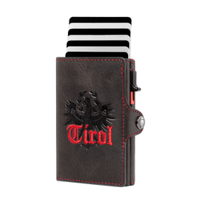 Tirol Smart Wallet Trifold mit Karten-Pop-Up Funktion aus Echtleder - Schwarz