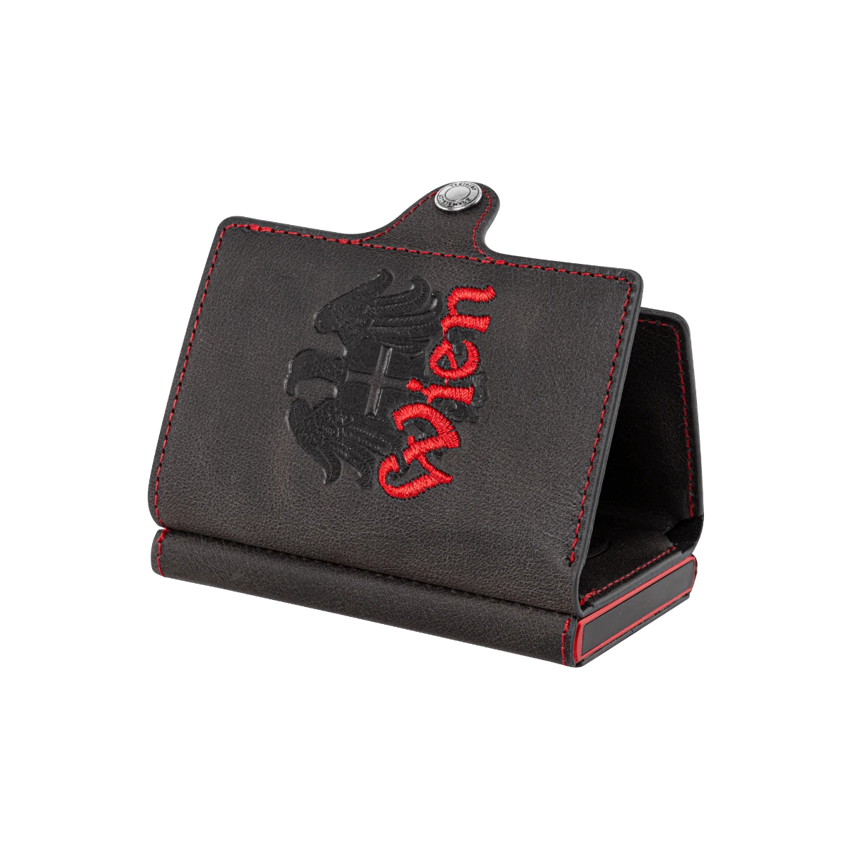 Wien Smart Wallet Trifold mit Karten-Pop-Up Funktion aus Echtleder - Schwarz