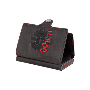 Wien Smart Wallet Trifold mit Karten-Pop-Up Funktion aus Echtleder - Schwarz