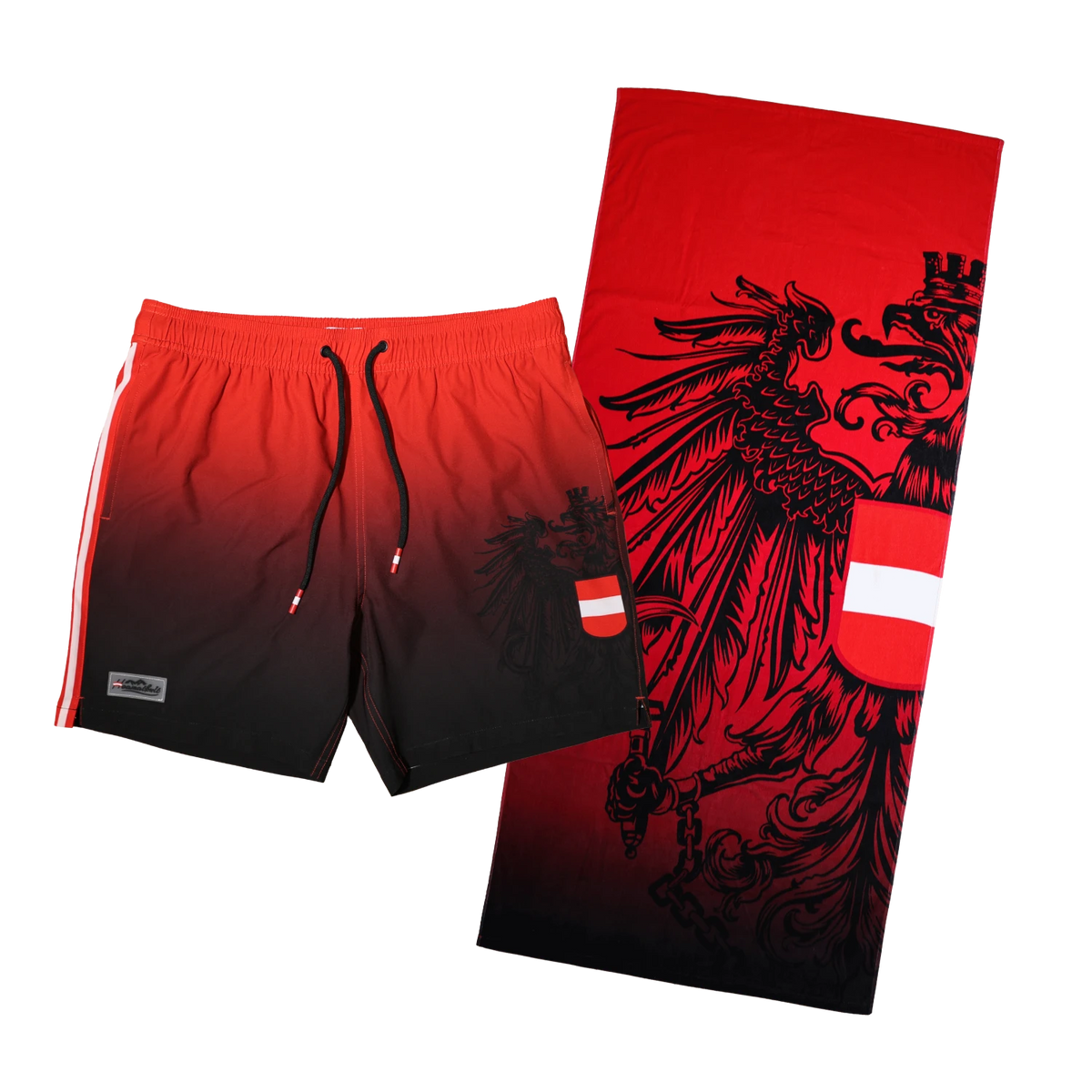 Sommer Kombo Badehose Badetuch rot #Farbe_Rot/Schwarz