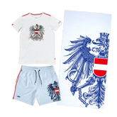 Sommer Kombo Badehose Badetuch T-Shirt hellblau #Farbe_Hellblau