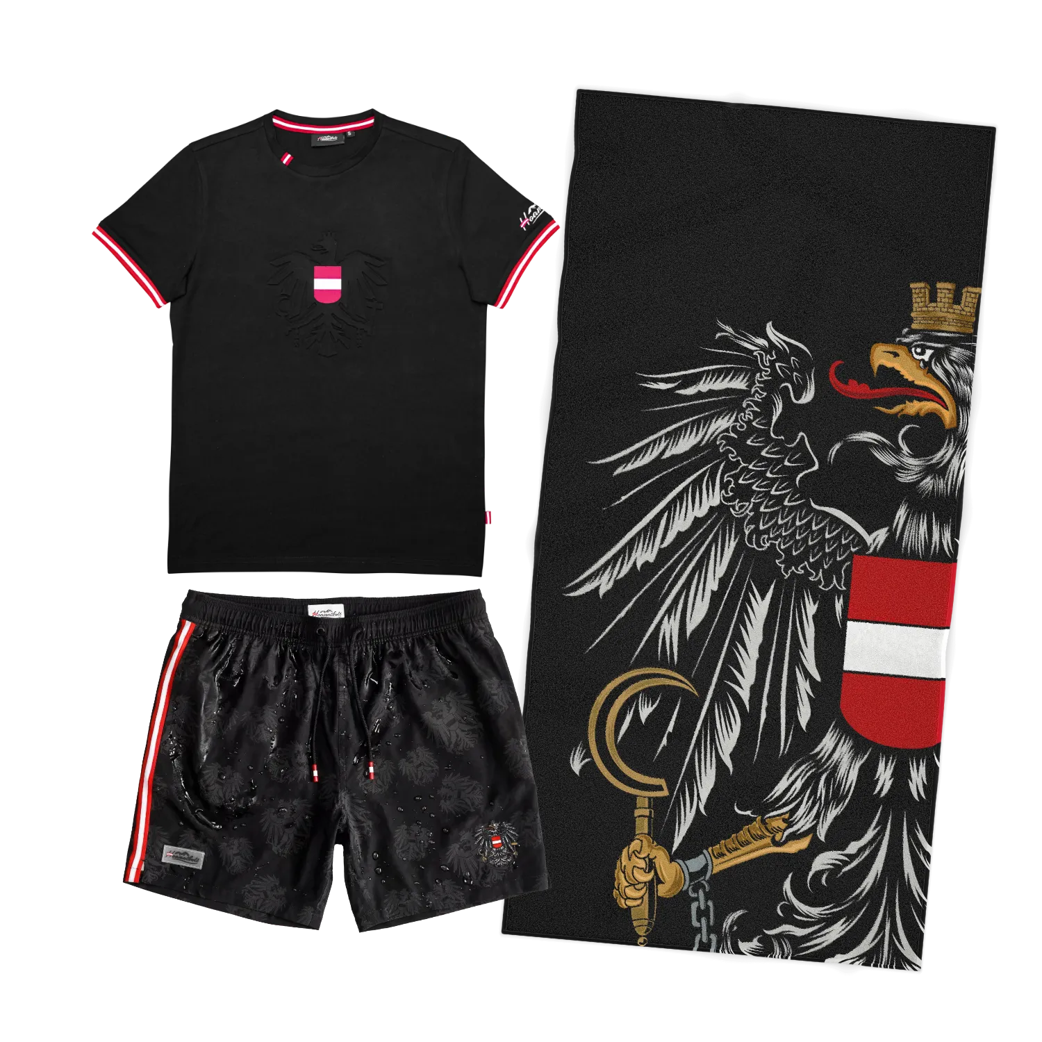 Kombo Deal - Badehose, T-Shirt und Badetuch - Schwarz