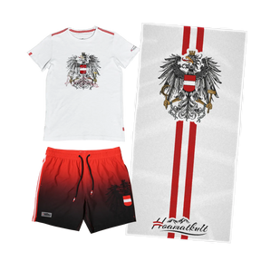 Kombo Deal - Badehose, T-Shirt und Badetuch - Rot