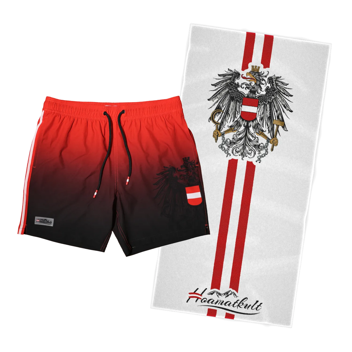 Sommer Kombo Badehose rot Badetuch weiß #Farbe_Rot/Schwarz