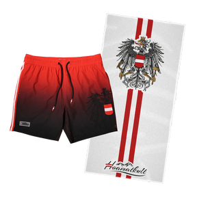 Sommer Kombo Badehose rot Badetuch weiß #Farbe_Rot/Schwarz